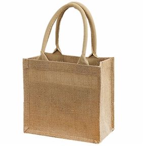 Sacs fourre-tout en jute naturelle recyclée de haute qualité, personnalisés, écologiques, imperméables, pliables, avec doublure en coton et sangle simple - Product Image 2
