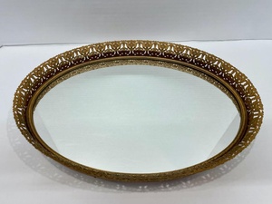 Round Gold Plated Storage <b>Tray</b> With <b>Mirrored</b> Finish Classic Design For Table Use - Product Image 2