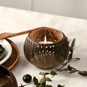 เชิงเทียนมะพร้าวธรรมชาติ,ที่ใส่เทียนสำหรับเทียนงานแต่งงานตกแต่งโต๊ะ - Product Image 6