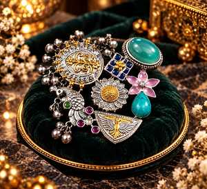 JEWELS by SANA Ensemble de bagues de cocktail florales vintage en argent 925 plaqué or 18 carats avec turquoise et perle serties clos, bijoux de fête pour femme - Product Image 2
