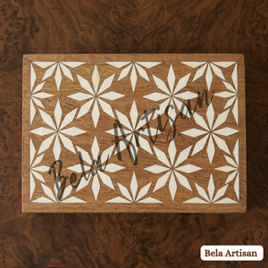 Caja Organizadora Decorativa para el Hogar, de Madera de Acacia y Hueso Incrustado, con Diseño Geométrico, para Guardar Recuerdos, Marca Bela Artisan Storage, Capacidad de 1 kg - Product Image 3