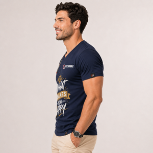 Camiseta de Cuello Redondo para Hombre FLY HUMBLE, Manga Corta, Lisa, Casual, Holgada, Azul Marino, 100% Fibra de Bambú, Transpirable, Antiencogimiento - Product Image 5