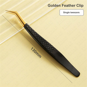 Premium Black Gold Stainless Steel Eyelash Tweezers Pointed Tip Lash Extension <b>Tools</b> OEM Private Label - Product Image 6