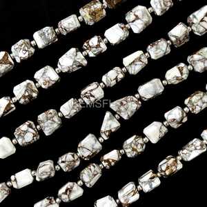 Cuentas facetadas de turquesa cobre de Mohave 5x7-6x8MM, cuentas de turquesa cobre blanca pulida de 8 pulgadas, cuentas al por mayor para joyería - Product Image 6