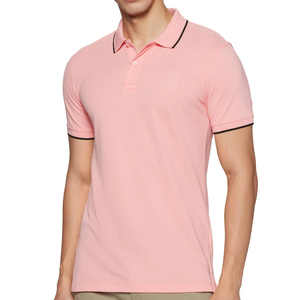 Polo de Manga Corta Rosa para Hombre, Diseño de Punto Informal de Color Sólido - Product Image 6