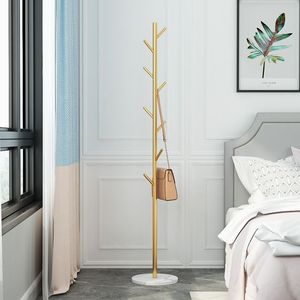 Porte-vêtements autoportant en métal doré robuste avec base en marbre, support polyvalent pour chapeaux et manteaux pour chambre à coucher - Product Image 4