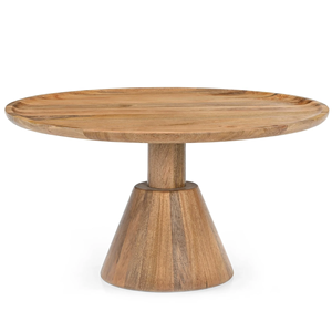 Table de salle à manger moderne en bois de manguier massif, plateau rond finition naturelle, base sur piétement, style contemporain pour la maison, la cuisine ou le restaurant - Product Image 2
