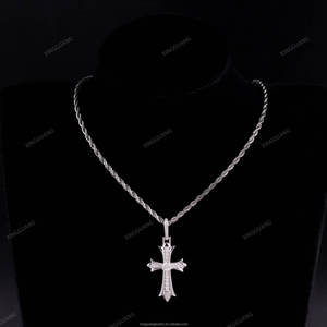 Collar con Colgante de Cruz de Diamantes Moissanite VVS, Joyería Hip Hop Personalizada, Chapado en Plata de Ley 925, para Hombre - Product Image 5