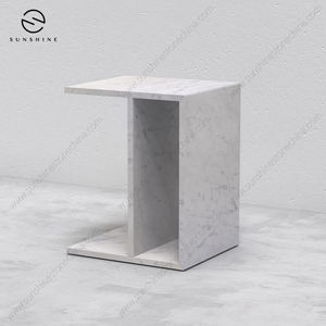Table console carrée en marbre Sunshine Minimalist, design moderne et stable pour entrée et salon - Product Image 4