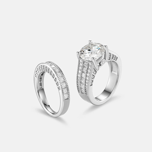 Bague de fiançailles de luxe tendance en moissanite pour femme, en argent 925, coupe brillant ronde, sertie de griffes, style hip-hop - Product Image 1