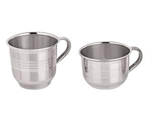 Tazas de Té y Café Clásicas Ecológicas de Acero Inoxidable con Mango Cómodo, Vajilla Metálica Irrompible para Leche Infantil - Product Image 3