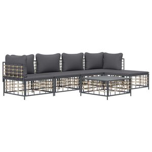 Conjunto de Muebles de Jardín de Poliratán Antracita con Acero con Recubrimiento en Polvo, Muebles de Exterior Duraderos - Product Image 3