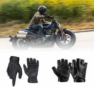 Gants de conduite unisexes en cuir véritable à demi-doigts, noirs, compatibles avec les écrans tactiles, respirants, confortables et antidérapants pour la conduite en extérieur - Product Image 4