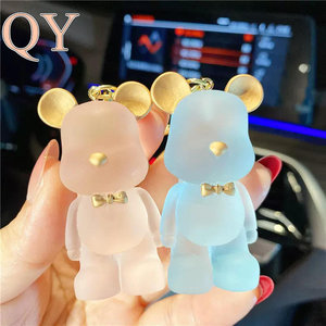 QY Anime Style Crystal <b>Bear</b> Keychain <b>Cute</b> Cartoon <b>Bear</b> with Bow Tie Rubber Bag Charm Key Ring Gift for Men Women Wholesale - Product Image 5