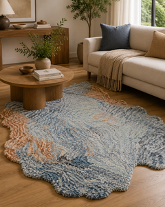 Tapis Jaipur TRA-2328 moderne en laine et viscose tufté à la main, abstrait, à poils ras, blanc ciel/crème, irrégulier, pour usage domestique - Product Image 1
