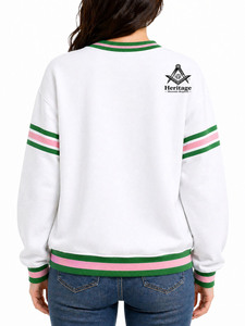 HMR Alpha |   Kapa |   Sweat-shirt Alpha avec broderie grecque, col rond, sur mesure pour femmes |   Sweat-shirts en molleton de coton brodés pour femmes de sororité - Product Image 5