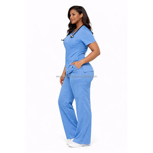Fitted Nurse Uniform Scrub Set Custom Woven Label <b>Cargo</b> Pocket Jogger <b>Pants</b> Poplin <b>Stretch</b> Fabric OEM Manufacturer Staff New - Product Image 6