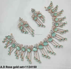 Ensemble de bijoux de mariée en diamant américain classique Collier et boucles d'oreilles en deux pièces pour mariage Style classique à la mode - Product Image 5