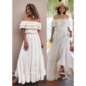 Boho Ruffled Ball Gown <b>Wedding</b> <b>Dress</b> Cotton Off-Shoulder Maxi <b>Maternity</b> Beach <b>Wedding</b> <b>Dress</b> - Product Image 5
