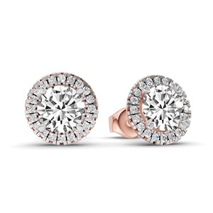 Hermosos pendientes de diamantes redondos Eira de oro macizo de 18k, joyería certificada por IGI, elegantes pendientes de compromiso para mujer. - Product Image 5
