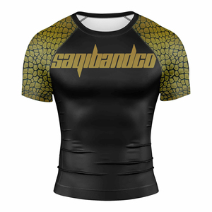 Saqibandco Rashguard ajusté pour homme, imprimé écailles vertes, séchage rapide, manches courtes - Product Image 3