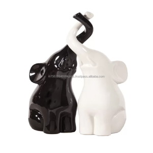 Happy Wife Giftware Jouant En Aluminium Bébé Éléphants Sculpture Décoratif En Métal De Luxe Affichage De Table 2 Tons De Couleur - Product Image 1