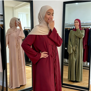 Ensemble 2 pièces Abaya en mousseline simple et modeste pour femme, Robe longue Caftan pour l'Aïd et le Ramadan 2026 - Product Image 2