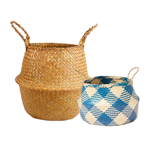 Decorative Handmade PHU HAO Brand Natural STRAW BELLY <b>BASKETS</b> Woven Planter Storage <b>Basket</b> Living Room Bedroom Vietnam Souvenir - Product Image 1