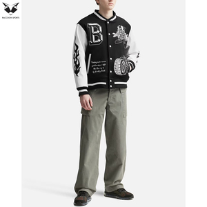 OEM ODM Street Style <b>Letter</b> Embroidery Fleece Lining Long Sleeve Stand Collar Lightweight Casual College Baseball <b>Jacket</b> For <b>Men</b> - Product Image 5