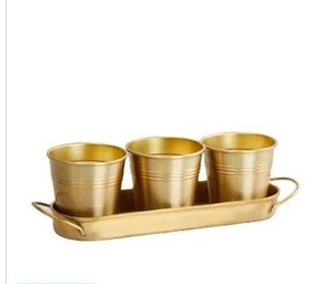 Modern Triple Herb <b>Planter</b> <b>Box</b> Metal Garden Pot Decorative Indoor Outdoor Accent Design Piece - Product Image 6