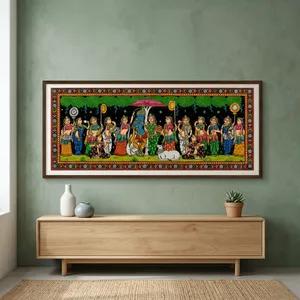 Hand Painted Krishna RaasLeela Pattachitra <b>Wall</b> Hanging traditional Indian Art Decor-Occasion Indoor Living Room <b>Wall</b> Hanging - Product Image 4