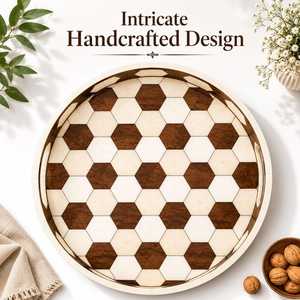 handmade Handcrafted Bone Inlay <b>Round</b> Decorative Display Tray with Premium Artisan Mosaic Work for Living Room Bedroom & <b>Console</b> - Product Image 4