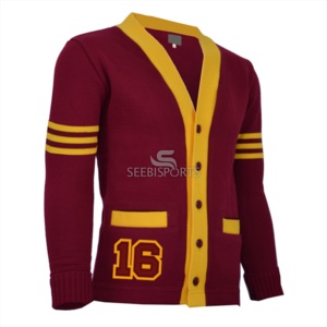 Cardigan d'hiver pour homme, style universitaire, en maille, à boutonnage ouvert, épais, infroissable, en nylon/acrylique, à manches longues - Product Image 2