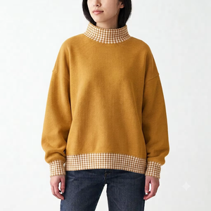 เสื้อสเวตเชิ้ตผู้หญิงคอเต่าทรงโอเวอร์ไซส์ ผ้าฟลีซพรีเมียม ชายเสื้อแบบดรอปเฮม สวมใส่สบาย ผลิตโดยพันธมิตรผู้ผลิตเสื้อผ้าลำลอง - Product Image 1
