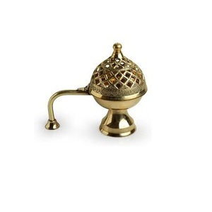 Quemador de Incienso Redondo de Latón Chapado en Oro Pulido con Diseño Floral para Decoración de Mesa en Fiestas de Cumpleaños, Modelo LV1100666 - Product Image 2