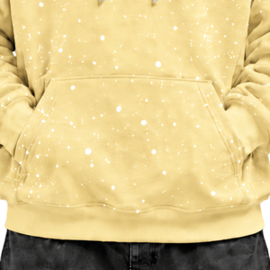 Yellow Yellow <b>White</b> Print <b>Men</b> Hoodie Casual Pullover Fleece <b>Sweatshirt</b> Drawstring Hood Kangaroo Pocket Streetwear - Product Image 5