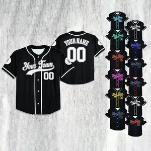 Camiseta de Béisbol Raglán Personalizada 100% Poliéster Bordada Transpirable de Secado Rápido con Botones para Hombre, Cuello en V, Nombre del Equipo de Atlanta - Product Image 2