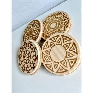 Lot de 4 sous-verres carrés en céramique personnalisés imprimés – Sous-verres en pierre absorbante de terre cuite à motif géométrique - Product Image 3