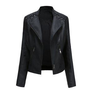 Chaqueta de Cuero para Mujer, Talla Europea, Nueva Colección Primavera-Otoño, Chaqueta Corta, Chaqueta de Cuero Delgada, Ropa de Motociclista - Product Image 6