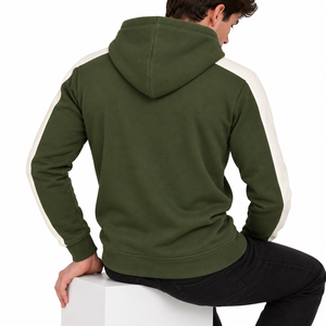 เสื้อฮู้ดผู้ชาย SINEWY สีเขียวมะกอก แขนเสื้อแบบแร็กแลน มีกระเป๋าเสื้อ สวมใส่สบายๆ ในฤดูใบไม้ร่วง ผลิตจากโพลีเอสเตอร์/คอตตอน เฟรนช์เทอร์รี่ ปักลาย - Product Image 4