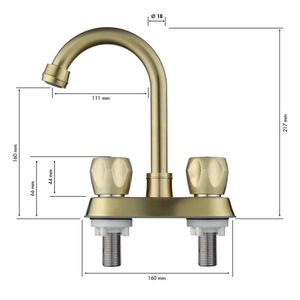 Rubinetto per lavabo da bagno Centerset a 2 maniglie con scarico a scomparsa, in acciaio inossidabile, con tubo di troppopieno e tubo flessibile di alimentazione - Product Image 3
