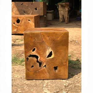 Natural Teak Root Cube <b>Stool</b> Solid Wood Square Seating Durable EcoFriendly Rustic Design for LivingRoom Apartment Hospital Patio - Product Image 4