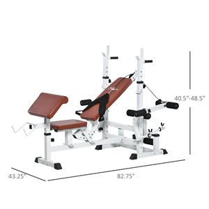 "Home Gym Adjustable Full Body <b>Workout</b> <b>Bench</b> with Leg Developer for Multi-Position Training-White/Brown" - Product Image 3