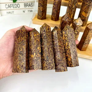 wholesale supplier natural stones <b>crystals</b> healing gemstone agate sunstone healing faceted bulk 8 side tower point obelisk <b>wand</b> - Product Image 2