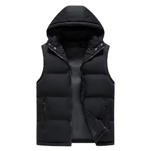Chaleco con Capucha para Hombre, Casual, Sin Mangas, Acolchado, para Parejas, con Capucha Desmontable, Bolsillos con Cremallera, Impermeable, Frontal de Poliéster - Product Image 2
