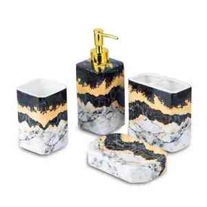 Juego de Baño de Resina Blanca Hecho a Mano por Diseñadores, Artículos Decorativos Fáciles de Limpiar para su Baño - Product Image 3