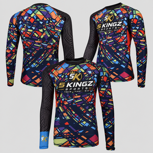 เสื้อรัดกล้ามเนื้อ BJJ พิมพ์ลายโลโก้ตามสั่งสำหรับผู้ชาย-ผ้าสแปนเด็กซ์/โพลีเอสเตอร์ 220 กรัม น้ำหนักเบา ระบายอากาศได้ดี - Product Image 5