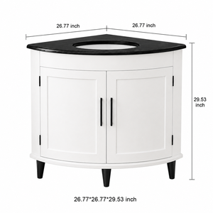 Meuble de salle de bain d'angle sur mesure, gain de place, blanc, OEM, adapté à votre projet, meuble de salle de bain en bois - Product Image 2
