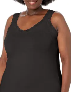 Plus Size Zwart Hemdje Voor Werk Met Kanten Afgezet Hemdje, Ademend Ondersteunend Hemdje Voor Dagelijks Dragen Onderhemd