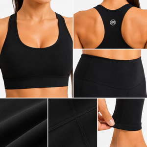 Conjunto Deportivo de Yoga para Mujer, Leggings de Cintura Alta Negros, Sujetador Deportivo, Ropa Deportiva para Gimnasio y Entrenamiento - Product Image 3